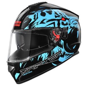 H STUDDS DRIFTER D2 - N1 (L) BLACK WITH CLEAR VISOR WITH SPOILER