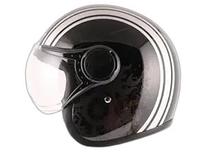 H VEGA JET OLD SCHOOL W/VISOR  BK  SILVER L